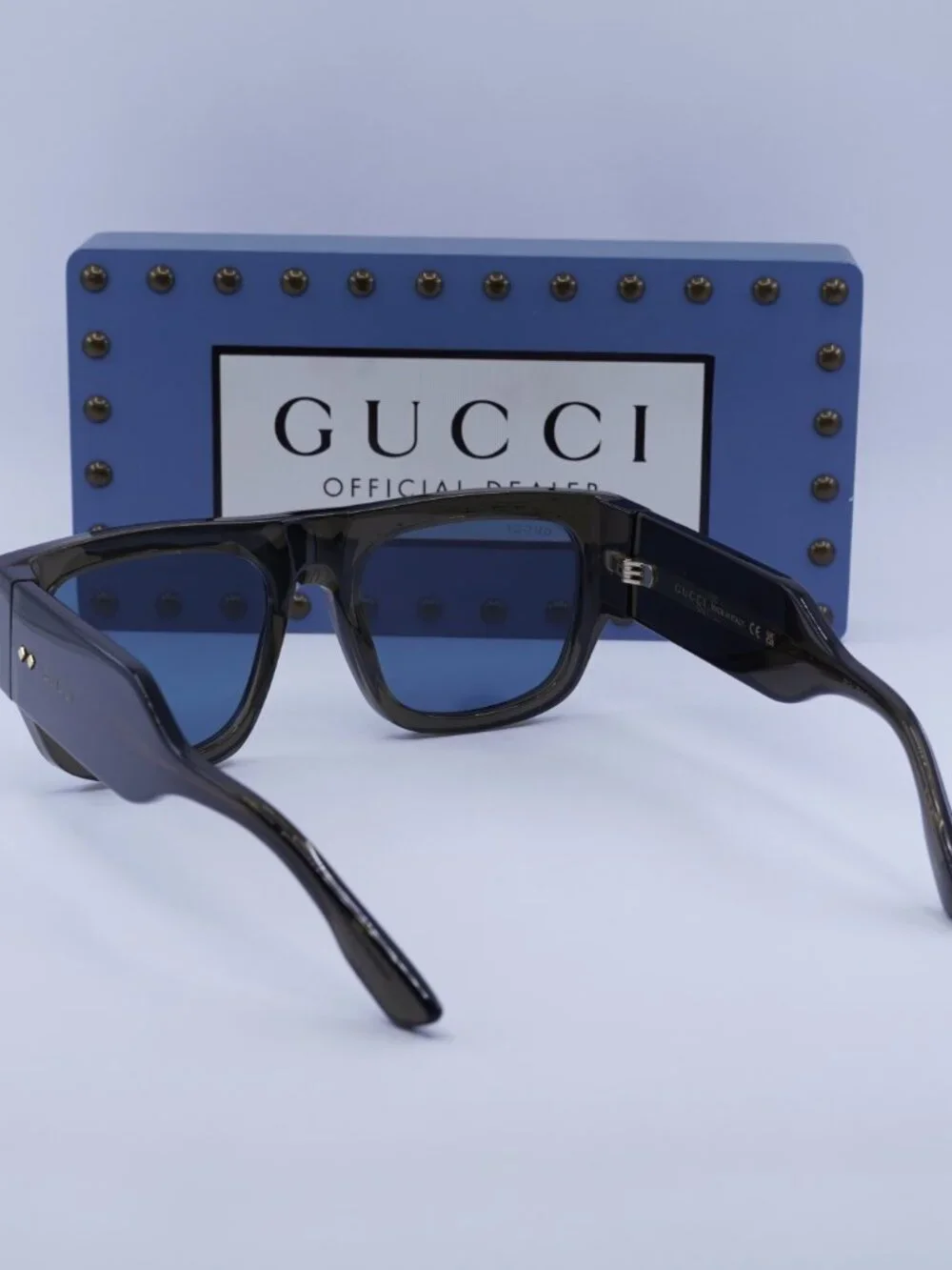 Gucci GG1262S 003 Square Sunglasses - Transparent Dark Grey/Blue